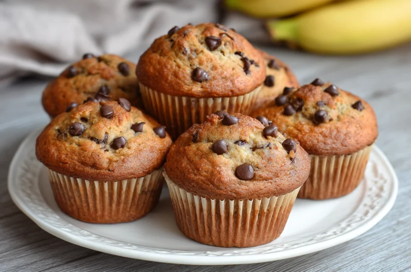 Healthy Banana Chocolate Chip Muffins