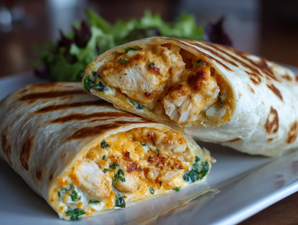 cheesy garlic chicken wraps