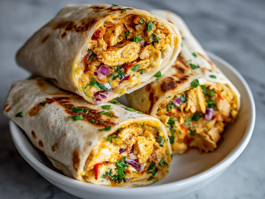 cheesy garlic chicken wraps