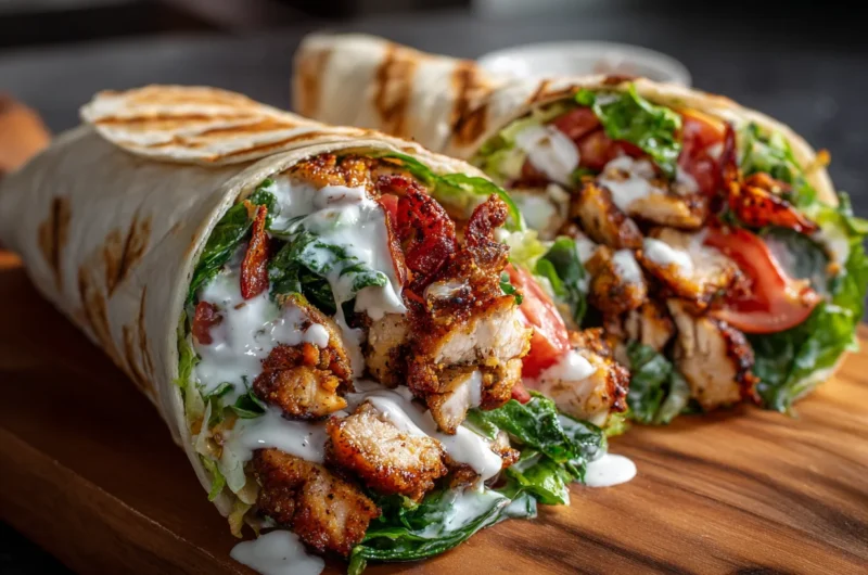 Crispy Garlic Chicken Wraps with Creamy Sauce