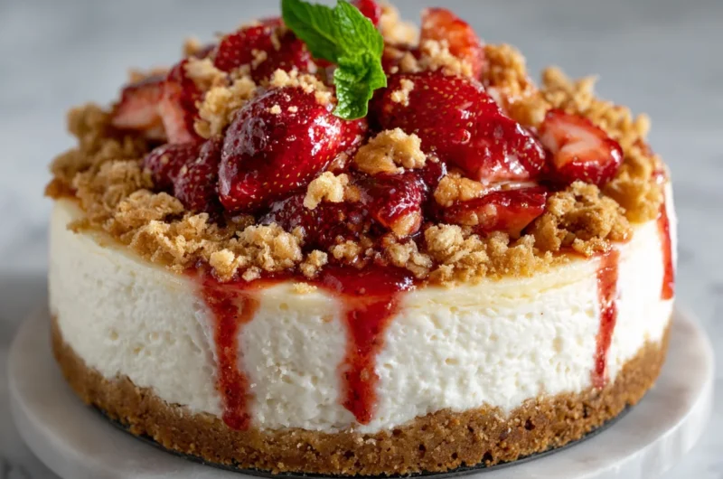 Homemade Strawberry Crunch Cheesecake Recipe Easy Dessert