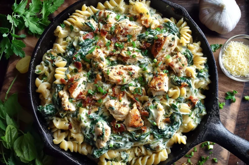 Cheesy Chicken Spinach Pasta Recipe