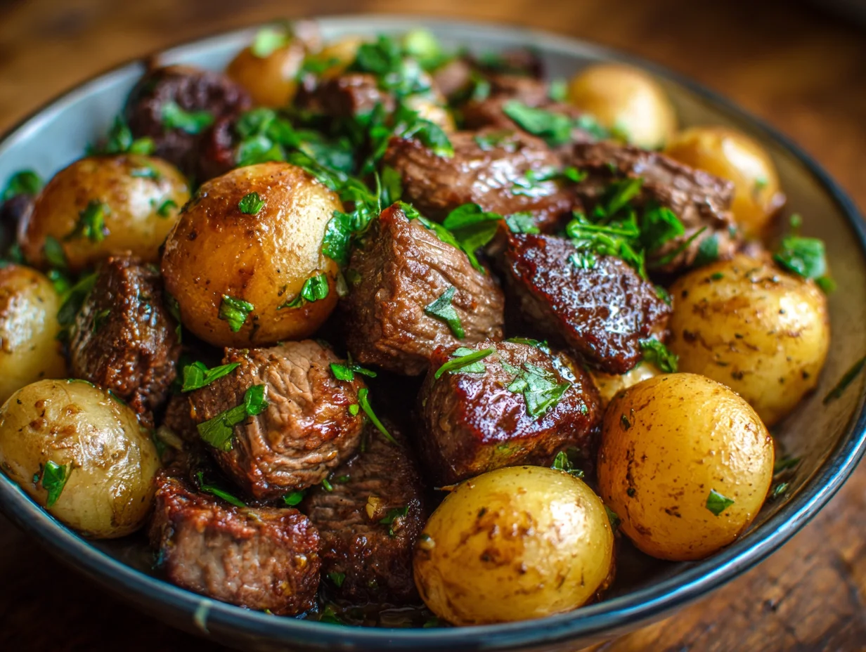 crockpot steak bites and potatoes