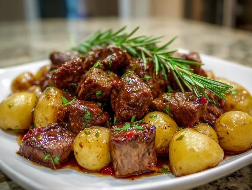 crockpot steak bites and potatoes