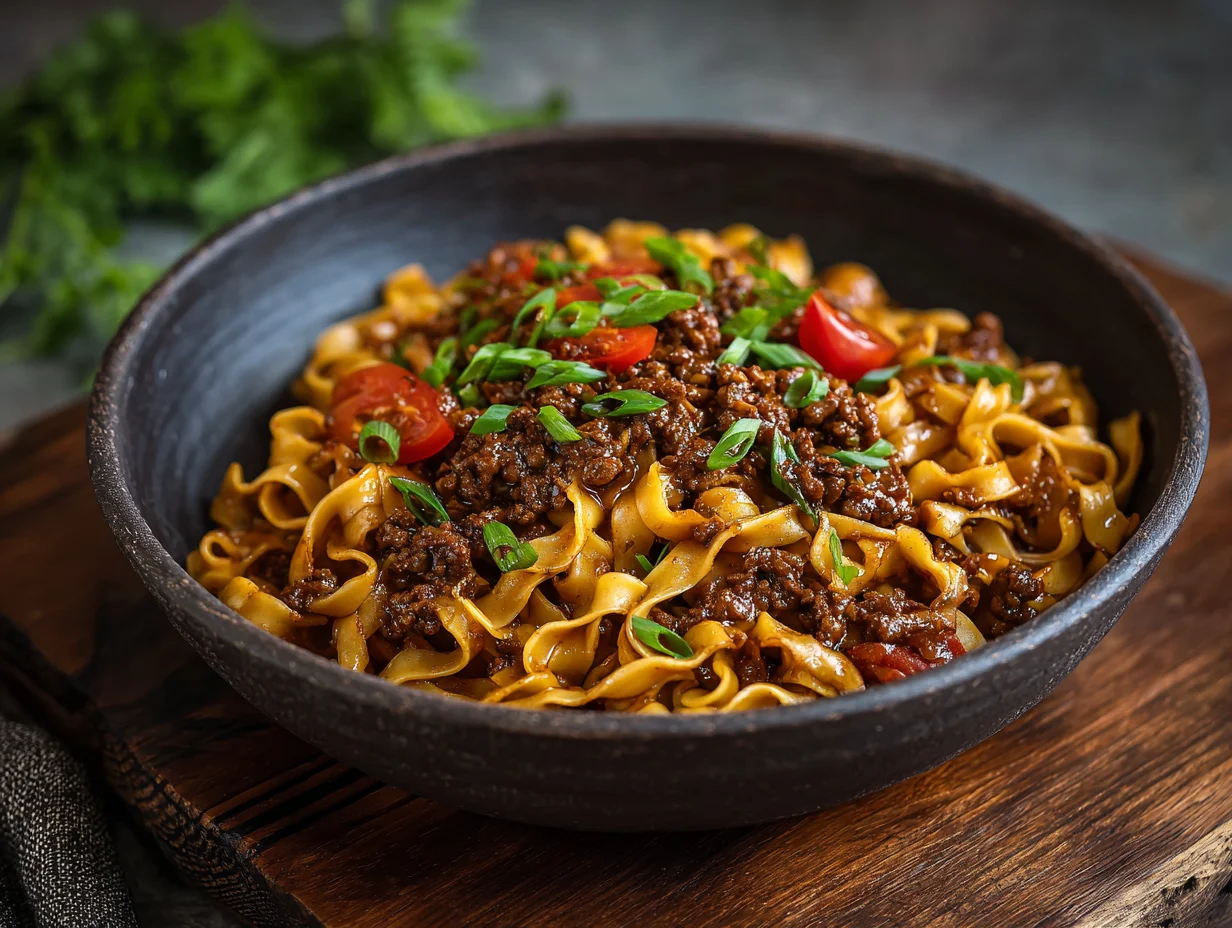mongolian ground beef noodles