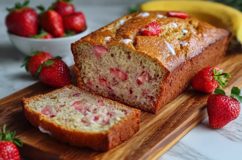 Flavourful Moist Strawberry Banana Bread Recipe