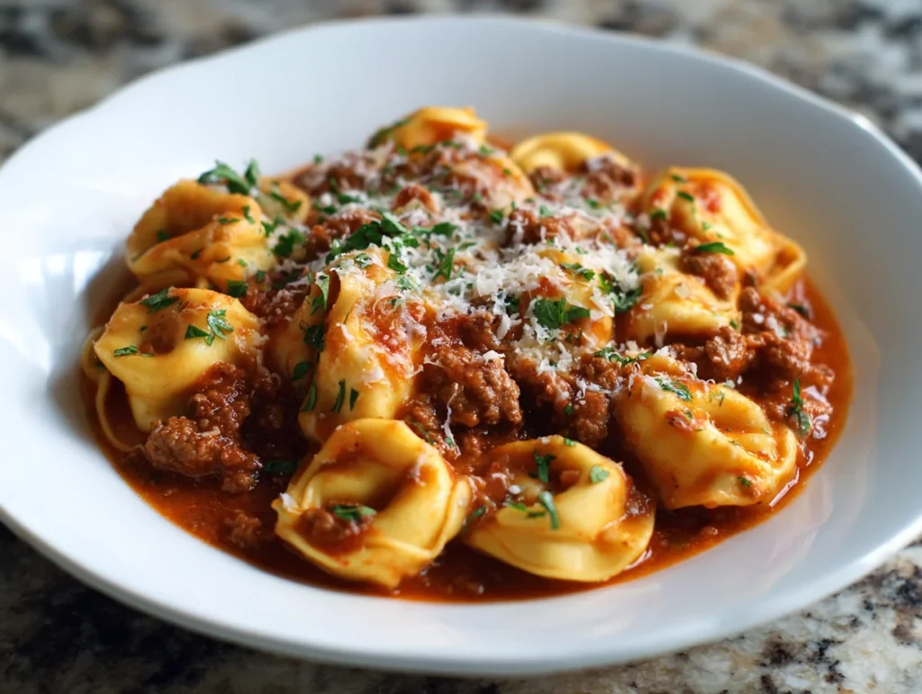 Cheese Tortellini With Meat Sauce