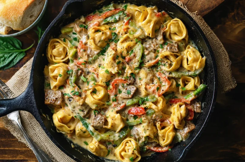 Easy Cheesesteak Tortellini in Rich Provolone Sauce Recipe