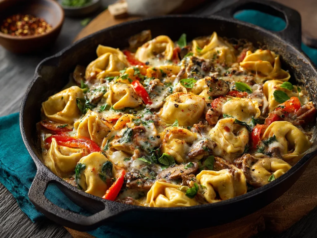 Cheesesteak Tortellini in Rich Provolone Sauce