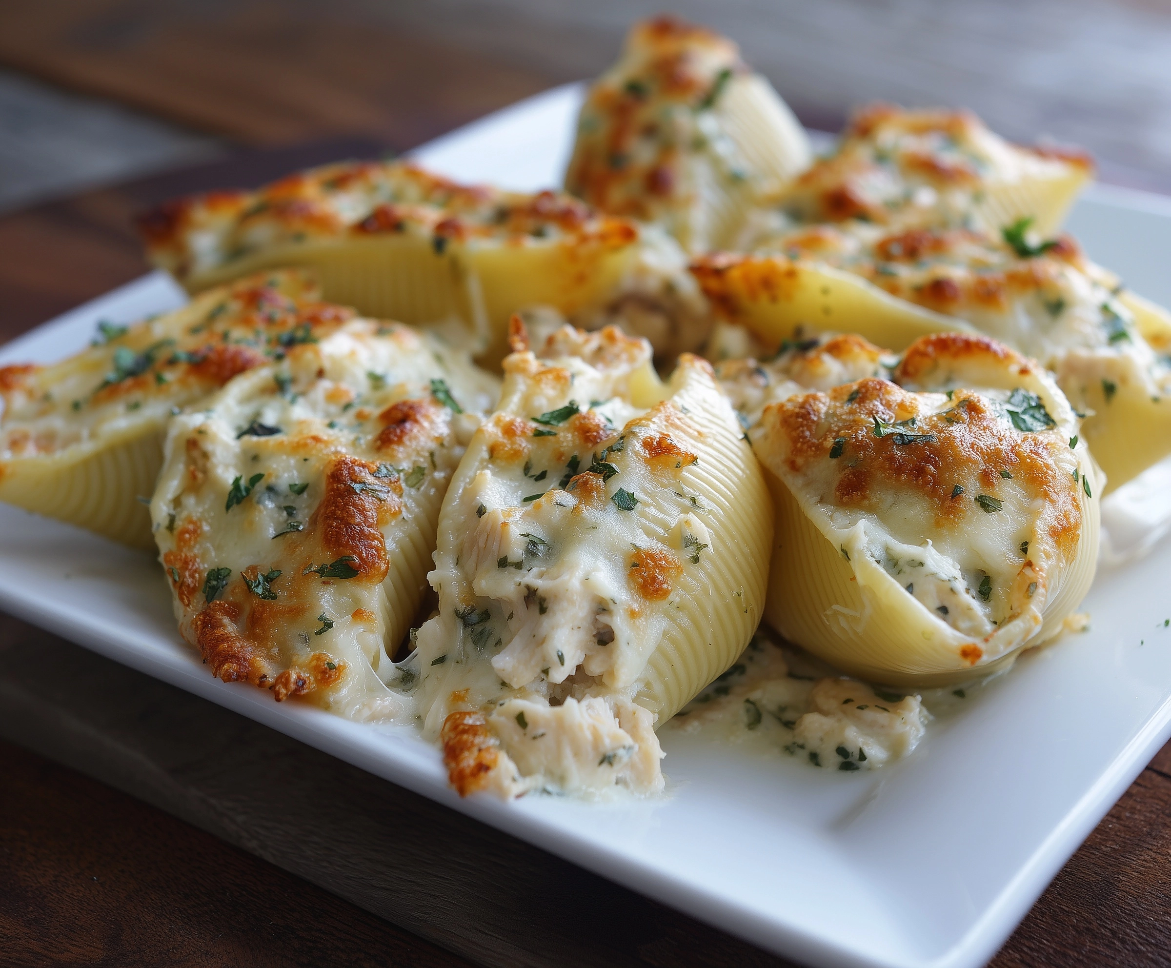 Easy Cheesy Chicken Alfredo Stuffed Shells