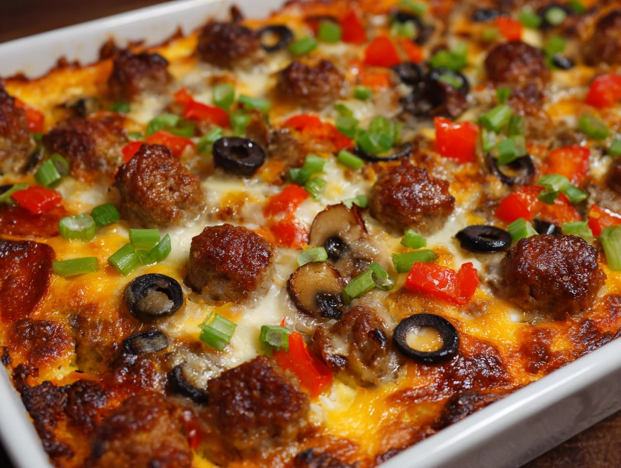 Easy Sausage Pizza Casserole