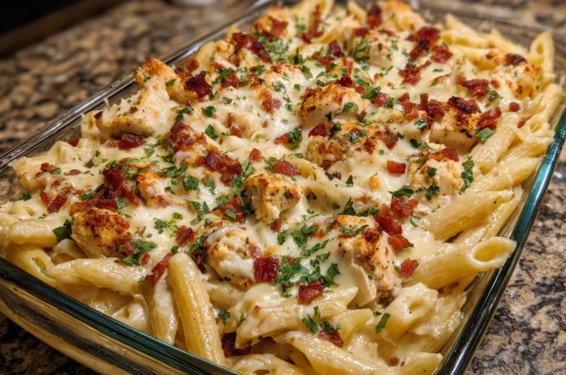 Chicken Bacon Alfredo Casserole (Comfort Food)