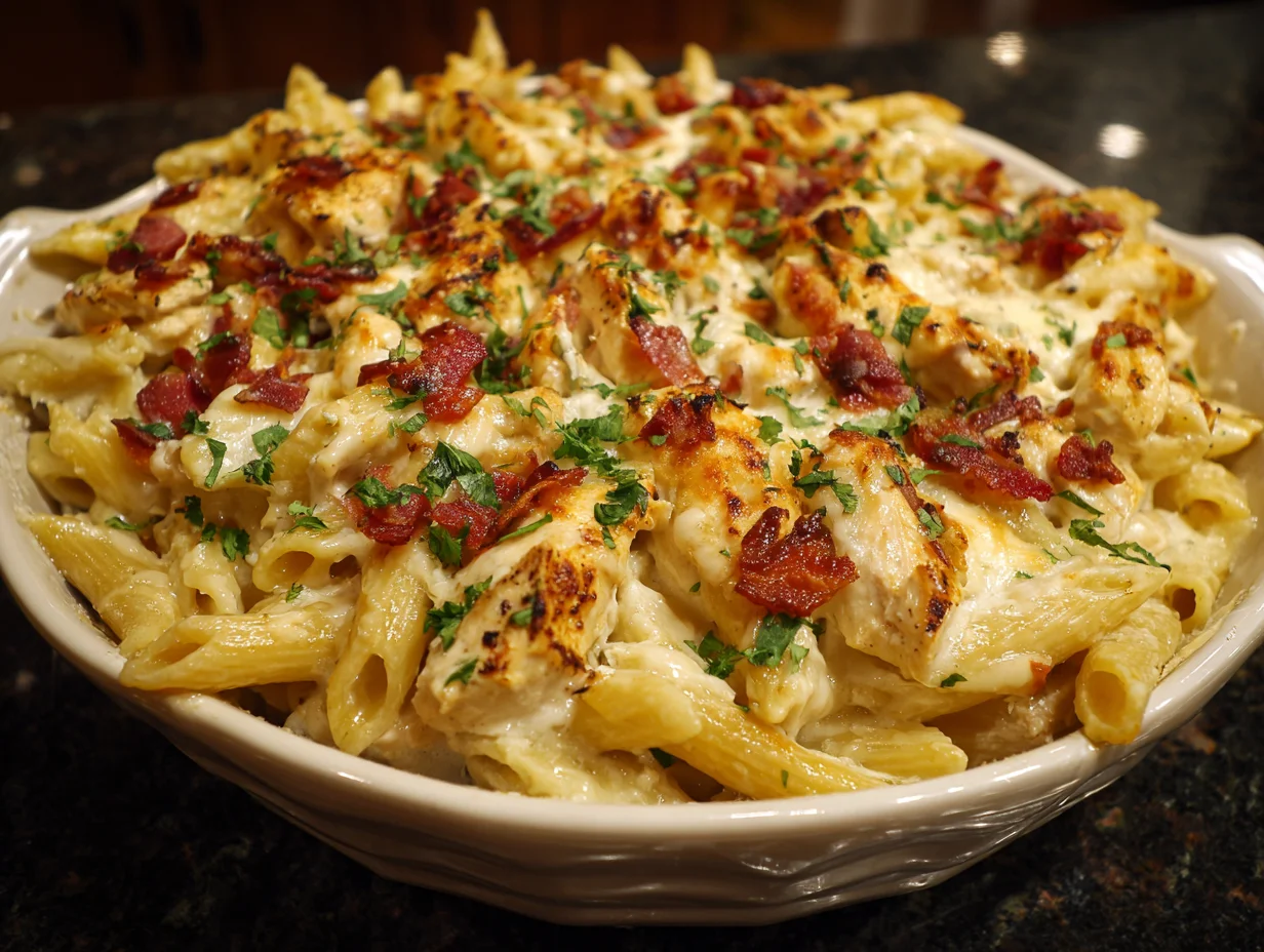 chicken bacon alfredo casserole