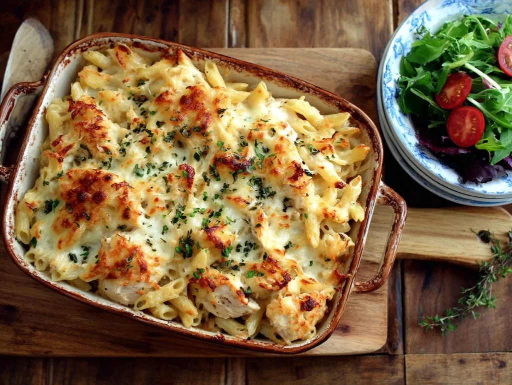 creamy chicken pasta bake