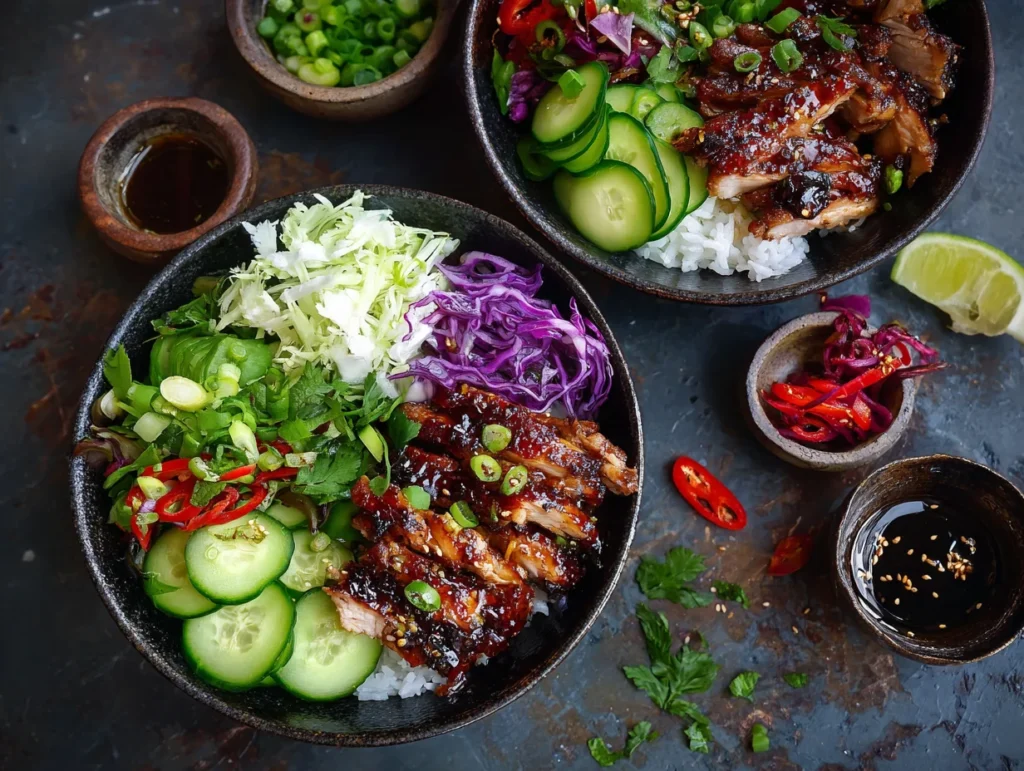 keto sticky chicken rice bowls recipe