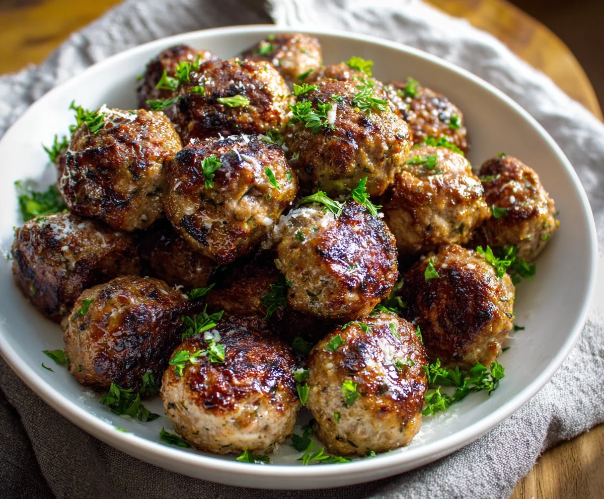 keto garlic butter parmesan meatballs