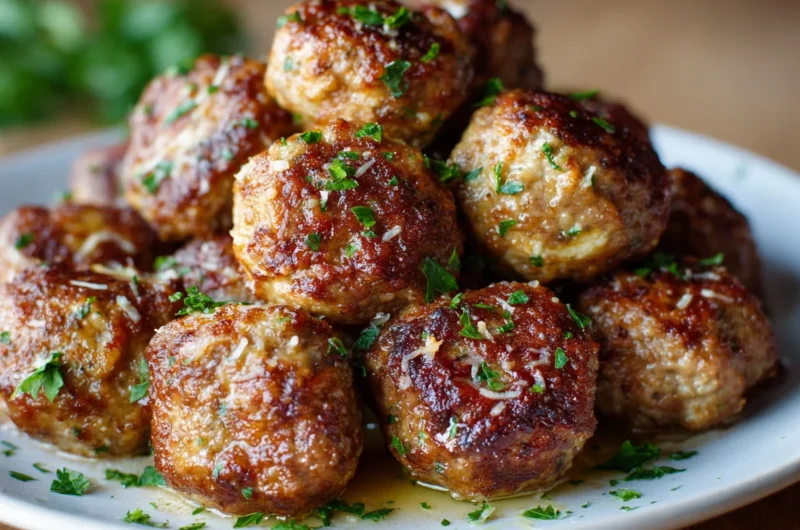 Low-Carb Keto Garlic Butter Parmesan Meatballs Recipe