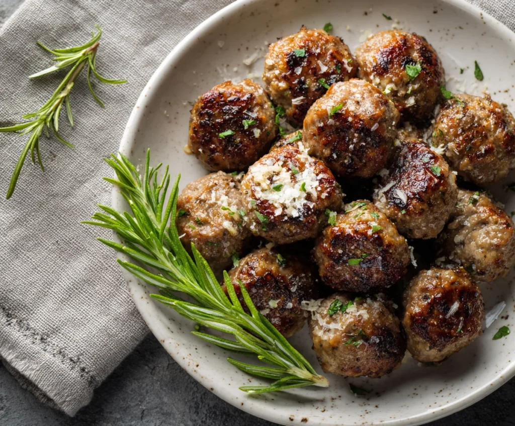 keto garlic butter parmesan meatballs