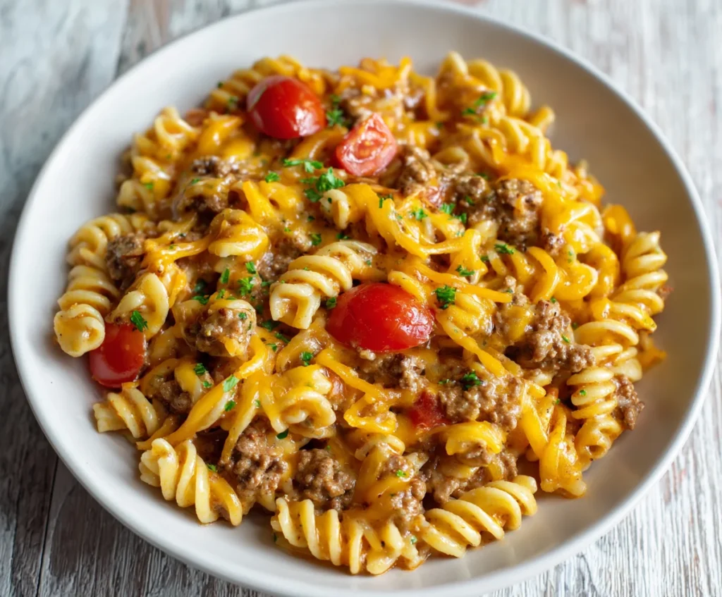 one pot cheeseburger pasta